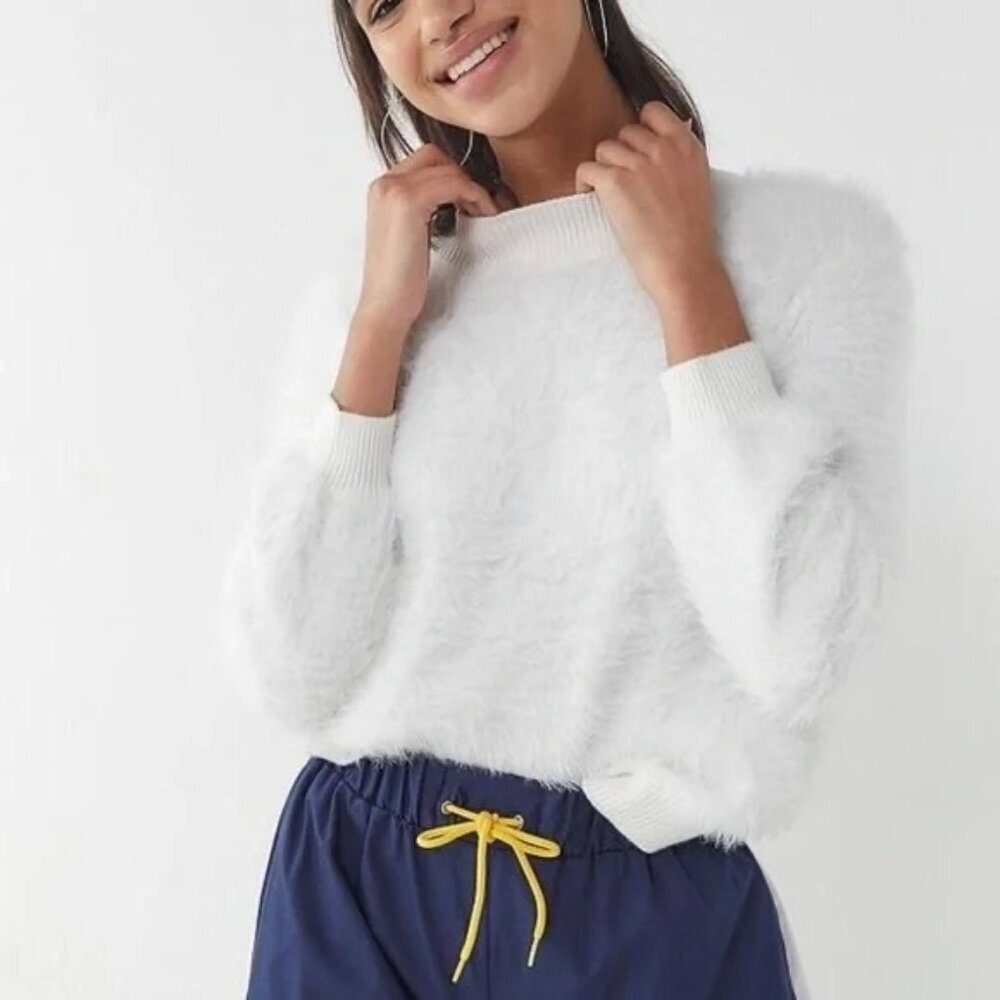 Urban Outfitters Sweet As A Peach Fuzzy Mock-Neck Sweater - Picture 1 of 7
